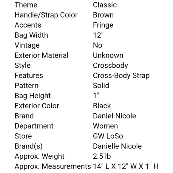 Danielle Nicole purse crochet fringe black crossbody hand bag wooden handles - Picture 5 of 5